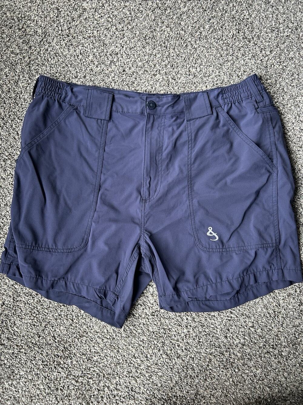 Hook & Tackle "Beer Can Island" Stretch Fishing Shorts - Navy Blue Size Large